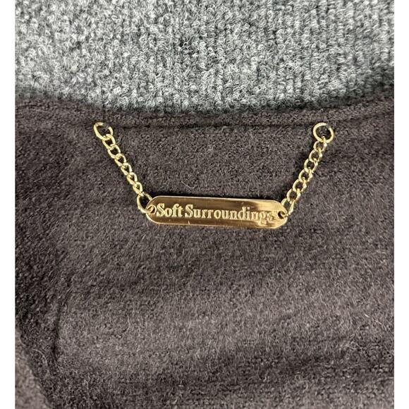 Soft Surroundings Brown Wool Open Front Coat Cardigan Medium Gold Detail - Picture 2 of 16